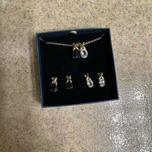 Black and clear stone matching necklace and earrings